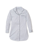 Women's Twill Nightshirt in Navy French Ticking