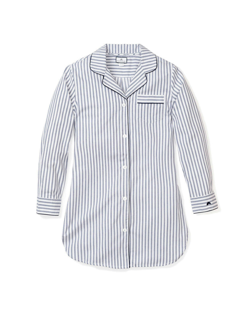 Women's Twill Nightshirt in Navy French Ticking