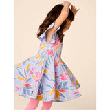 Flutter Sleeve Twirl Dress, Blue