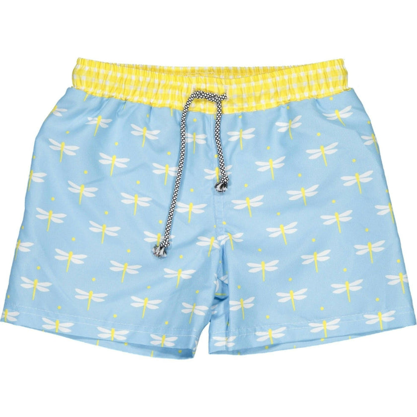Dragonfly Classic Swim Shorts. Blue And Yellow, Yellow