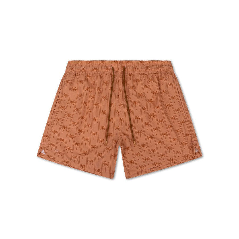 Swim Shorts - Brown - Palm Stripe - Adult