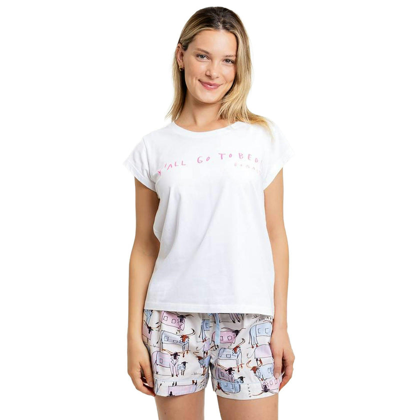 Women's Drawbertson Pink Y'All Go To Bed T-Shirt