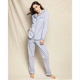 Women's Twill Pajama Set in Navy French Ticking
