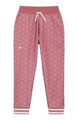 girls dusty pink polka dot retro warm-up jogger