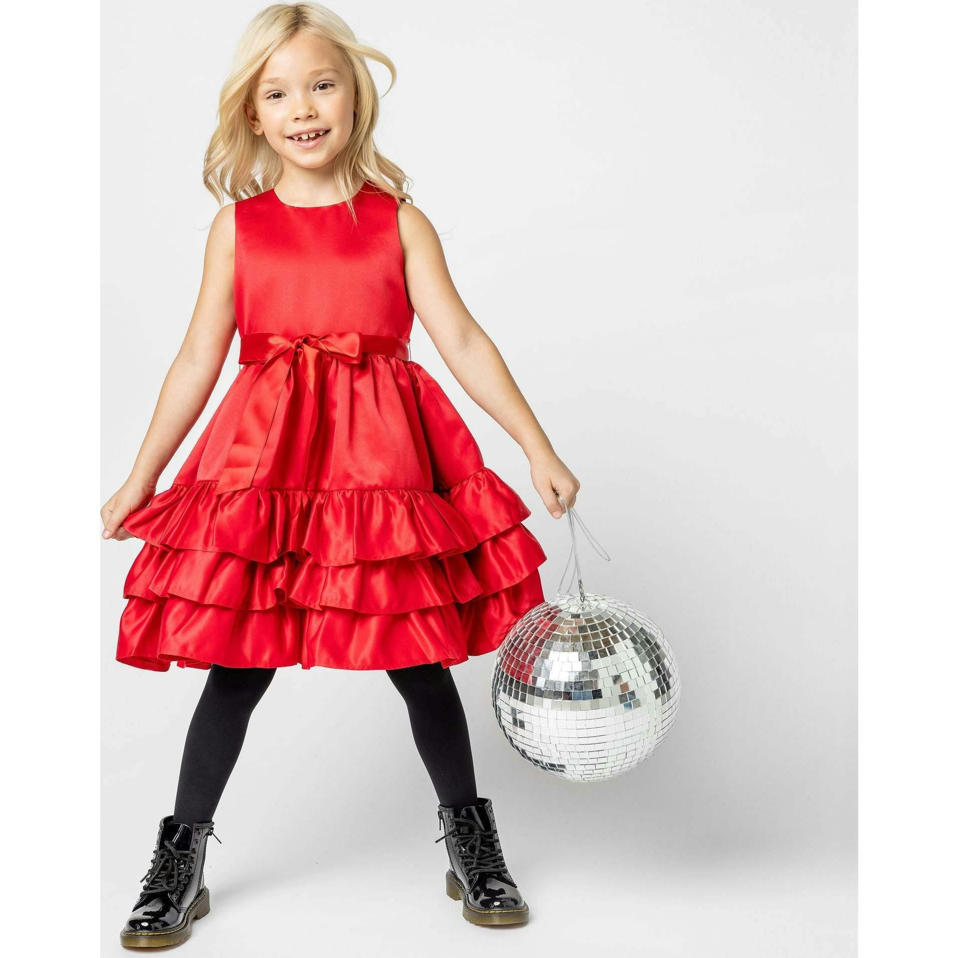 Bella Frill Satin Girls Party Dress