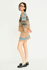 Arosa Brushed Fairisle Knit Mini Skirt in Glacial