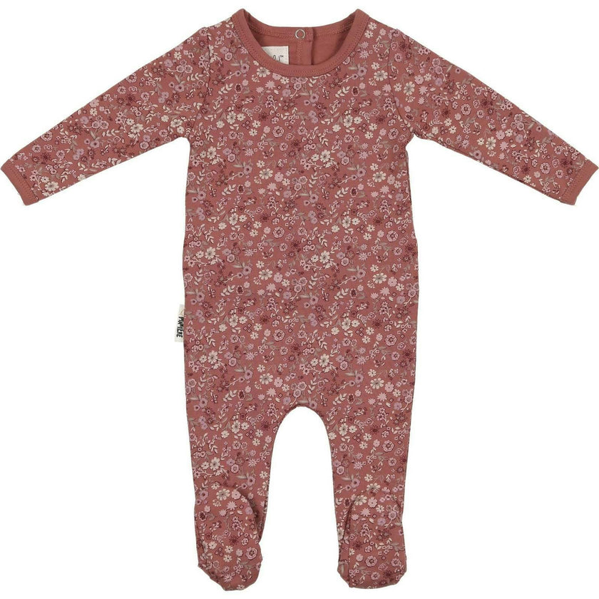 Elegant Floral Footie and Beanie Set