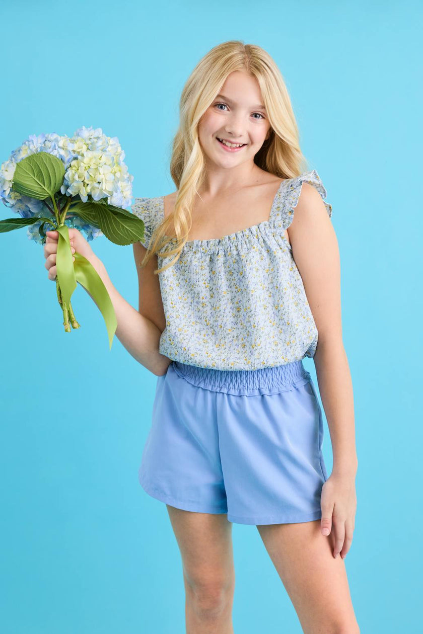 Talia Top Blue Ditsy