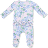 Hydrangeas - 2 Way Ruffle Back Zipper Footie