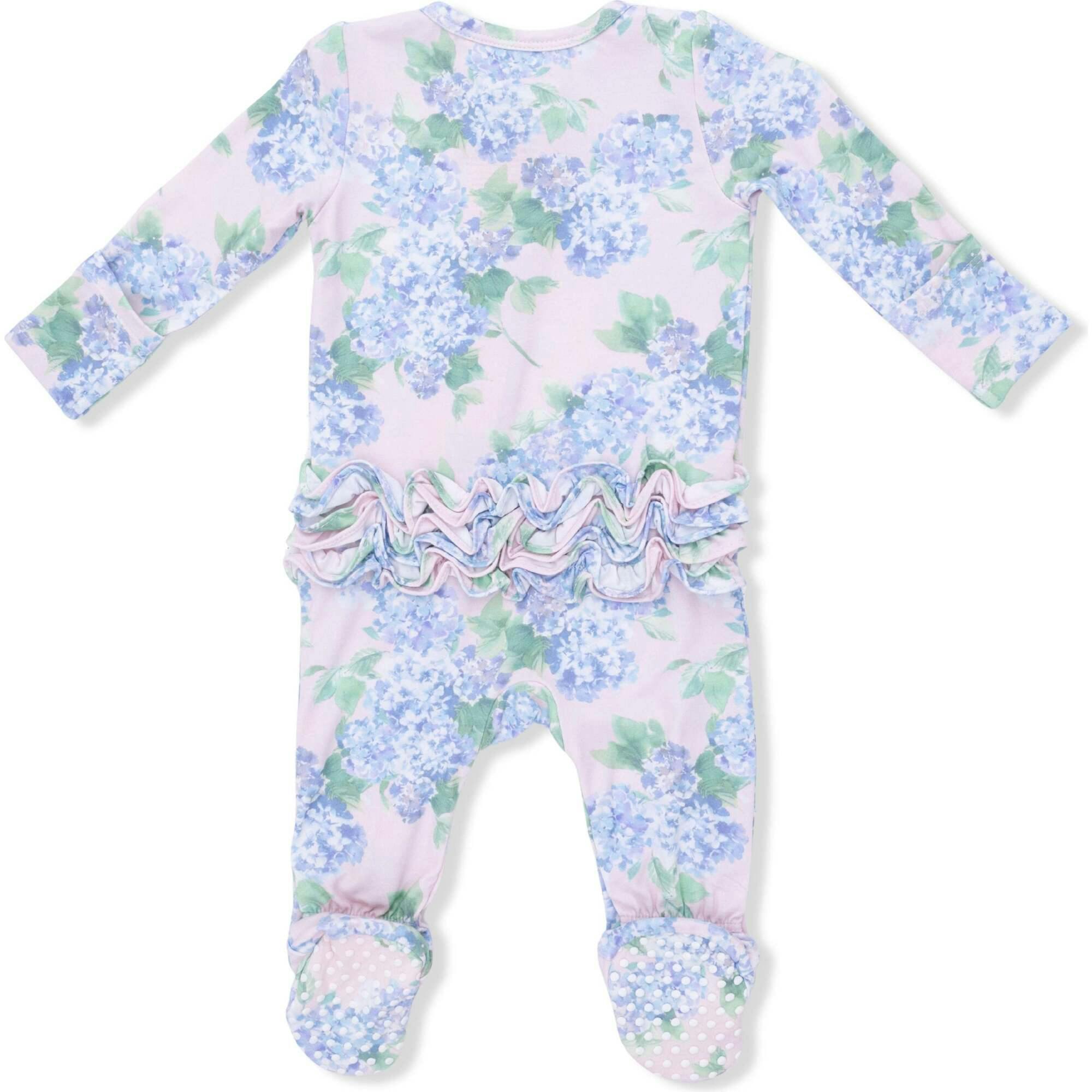 Hydrangeas - 2 Way Ruffle Back Zipper Footie