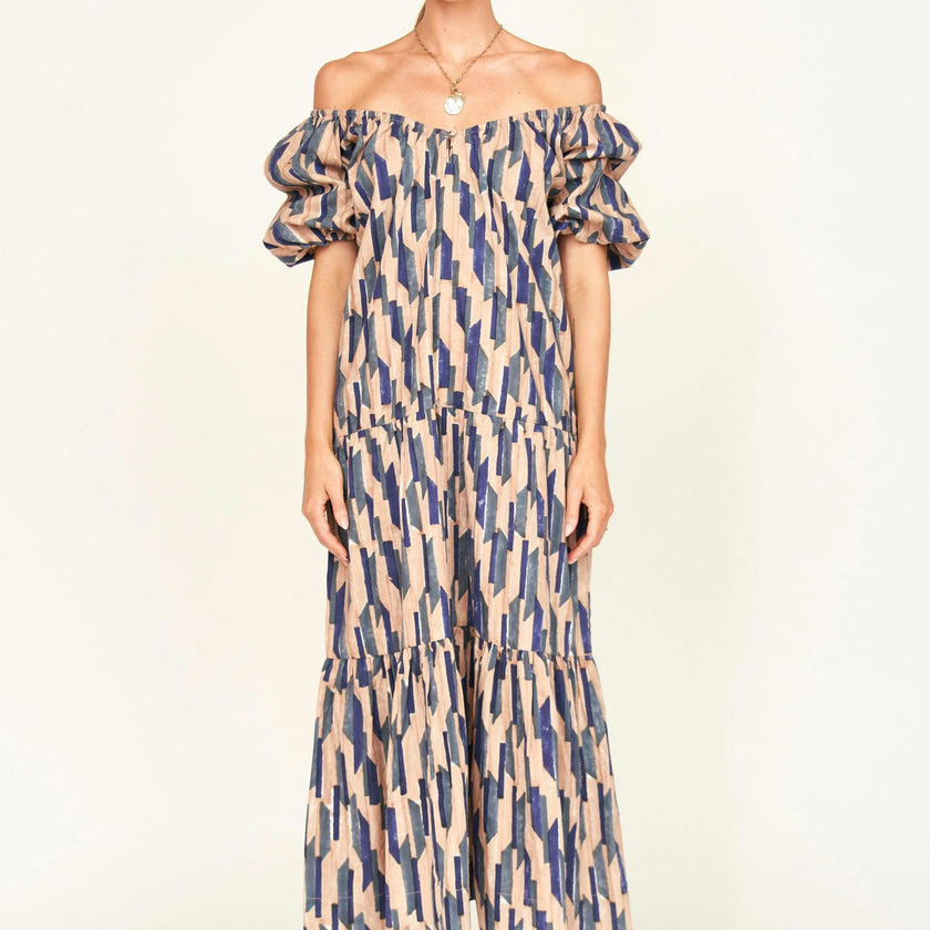 Capri Dress in Cerulean Rainfall