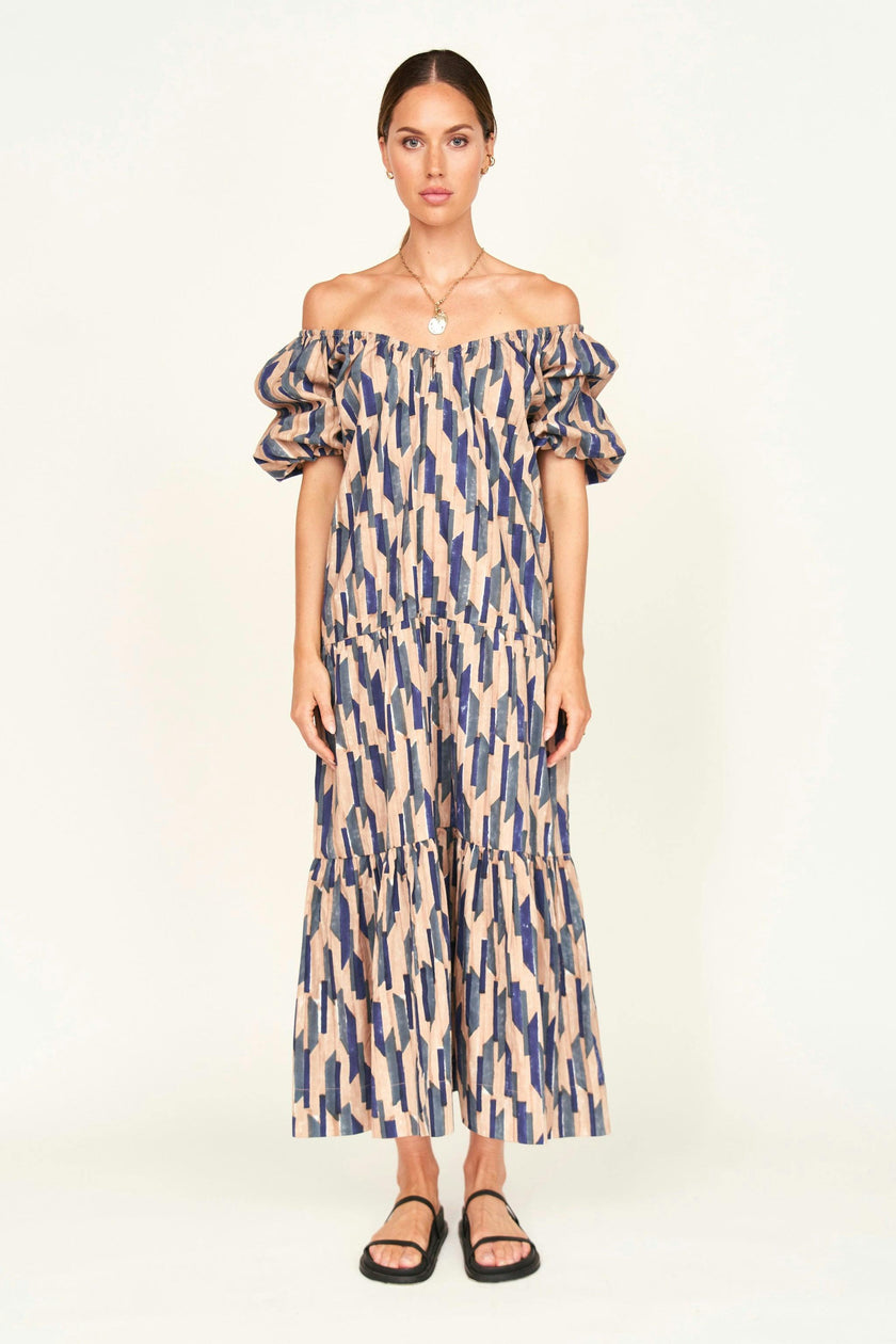 Capri Dress in Cerulean Rainfall