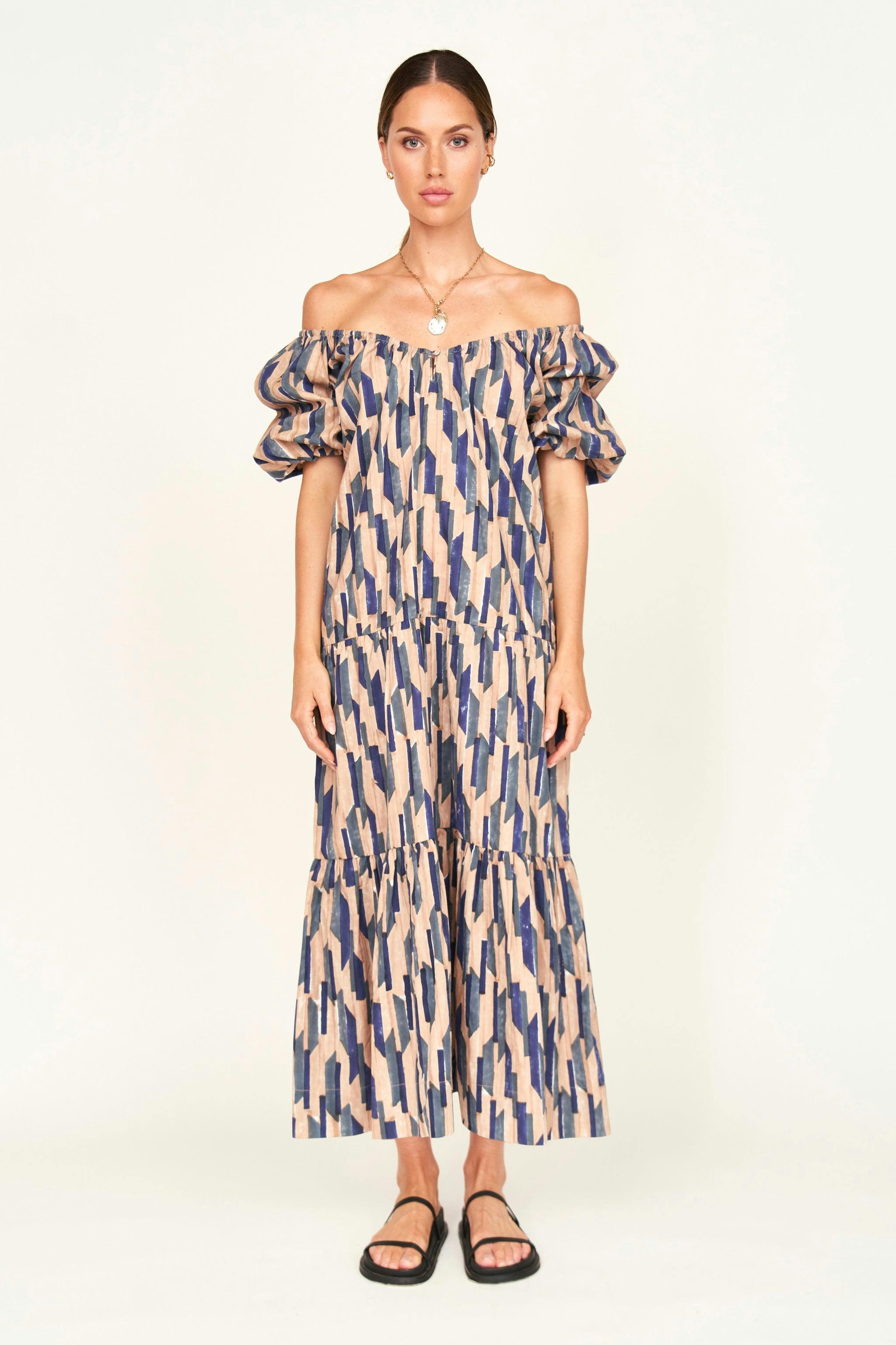 Capri Dress in Cerulean Rainfall