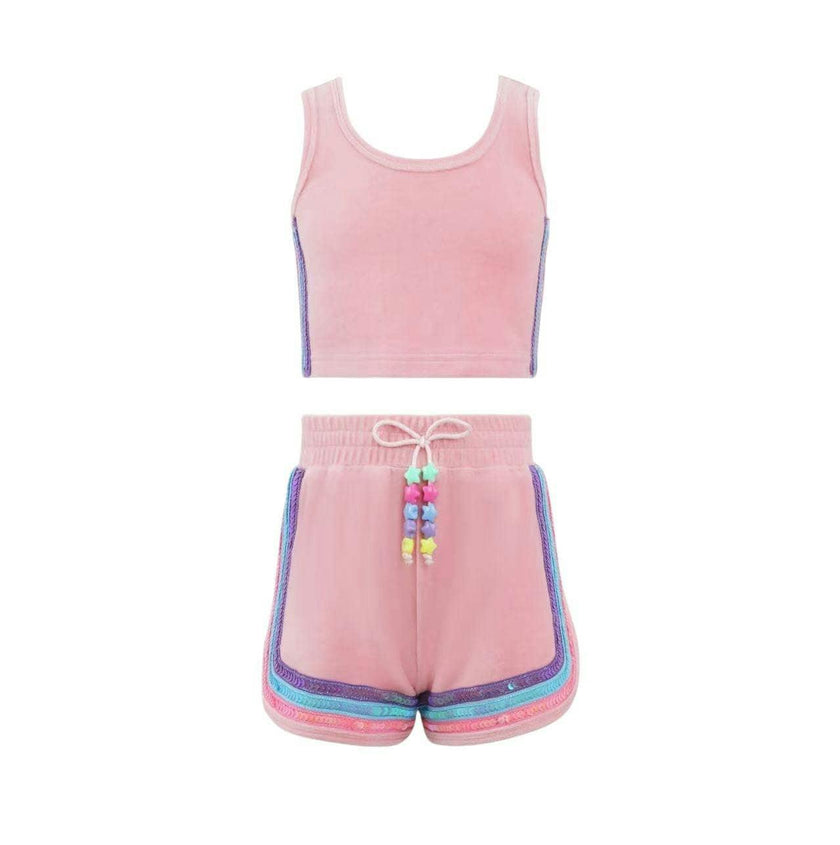 Rainbow Velour Sequin Tank Set