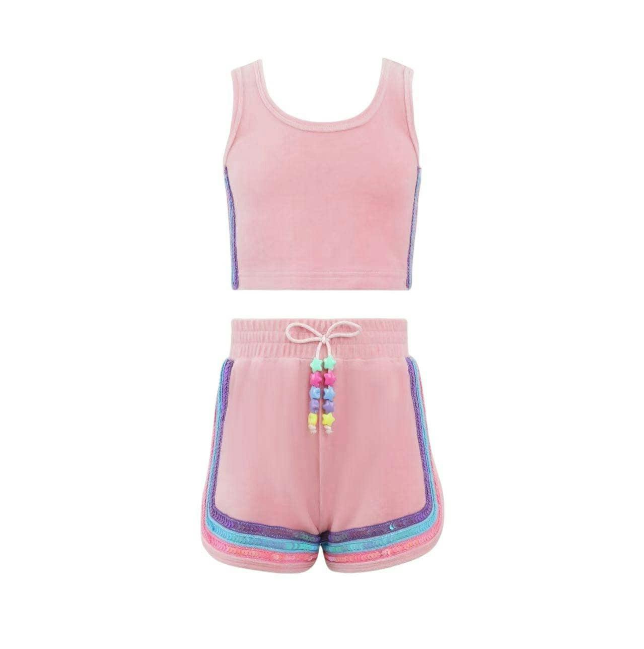 Rainbow Velour Sequin Tank Set