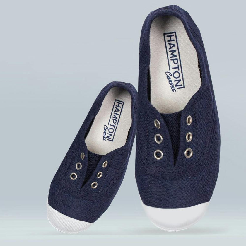 Hampton Canvas Plum Plimsolls in Navy