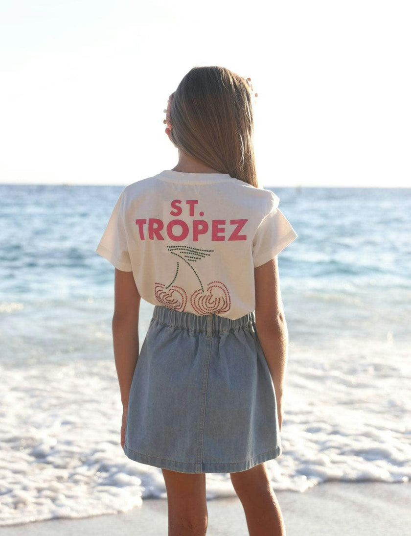 Pink Gem Hearts Denim Skirt