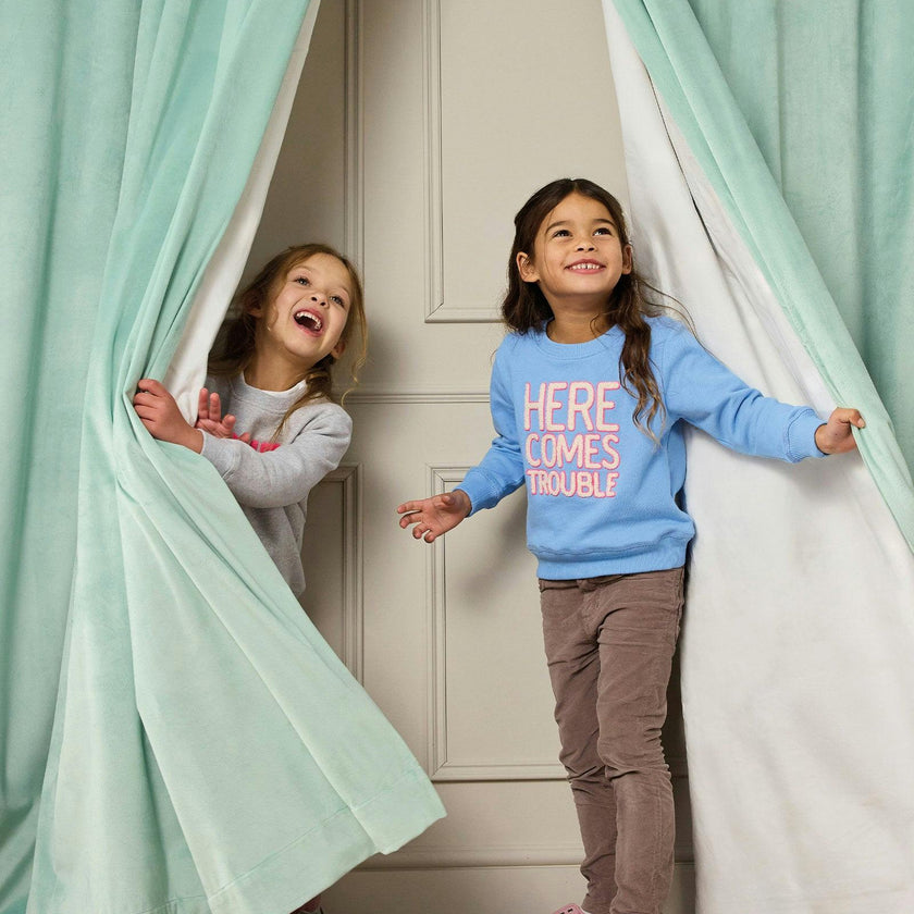 Here Comes Trouble Sweatshirt in Blue/Pink