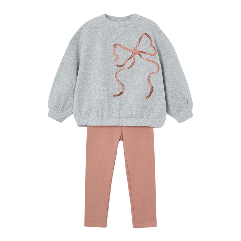 Set Leggings And Sweatshirt Bow Girl