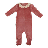 Velour Collared Long Sleeve Footie