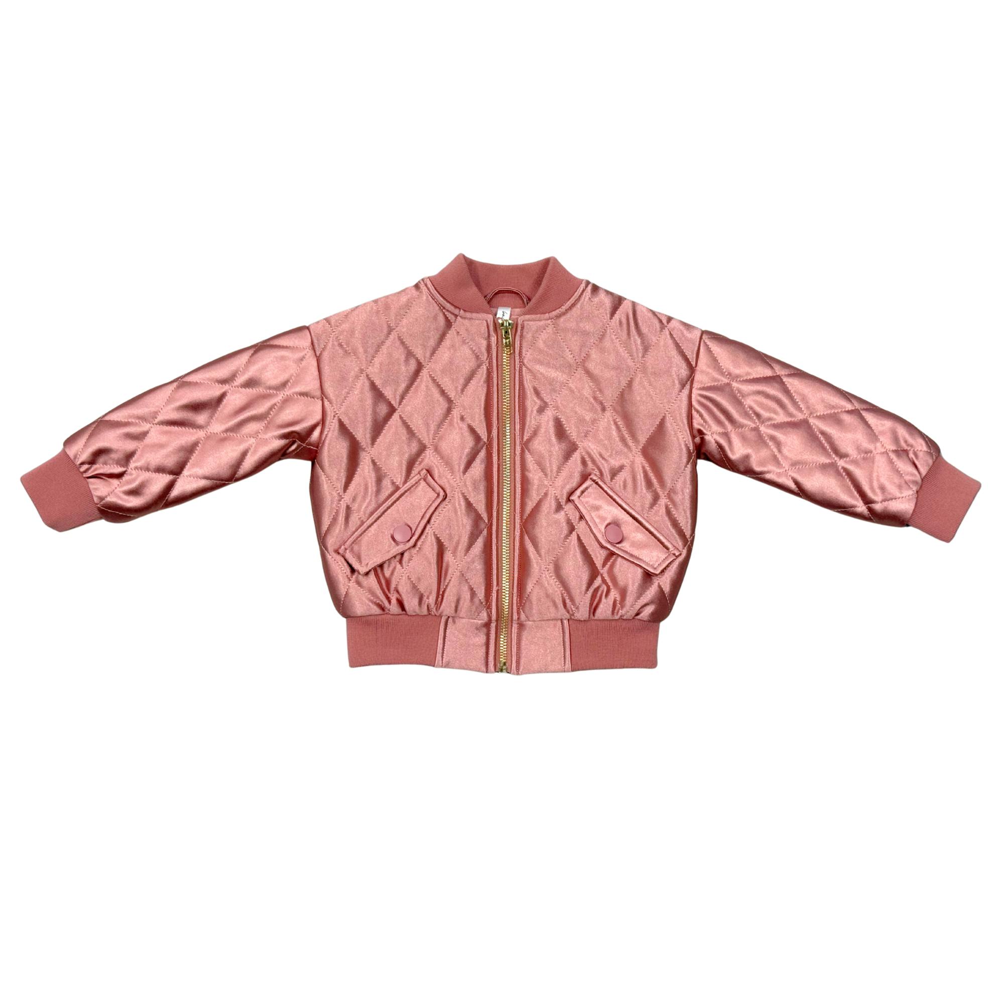 Girls Bomber Jacket in Rose Sparkles