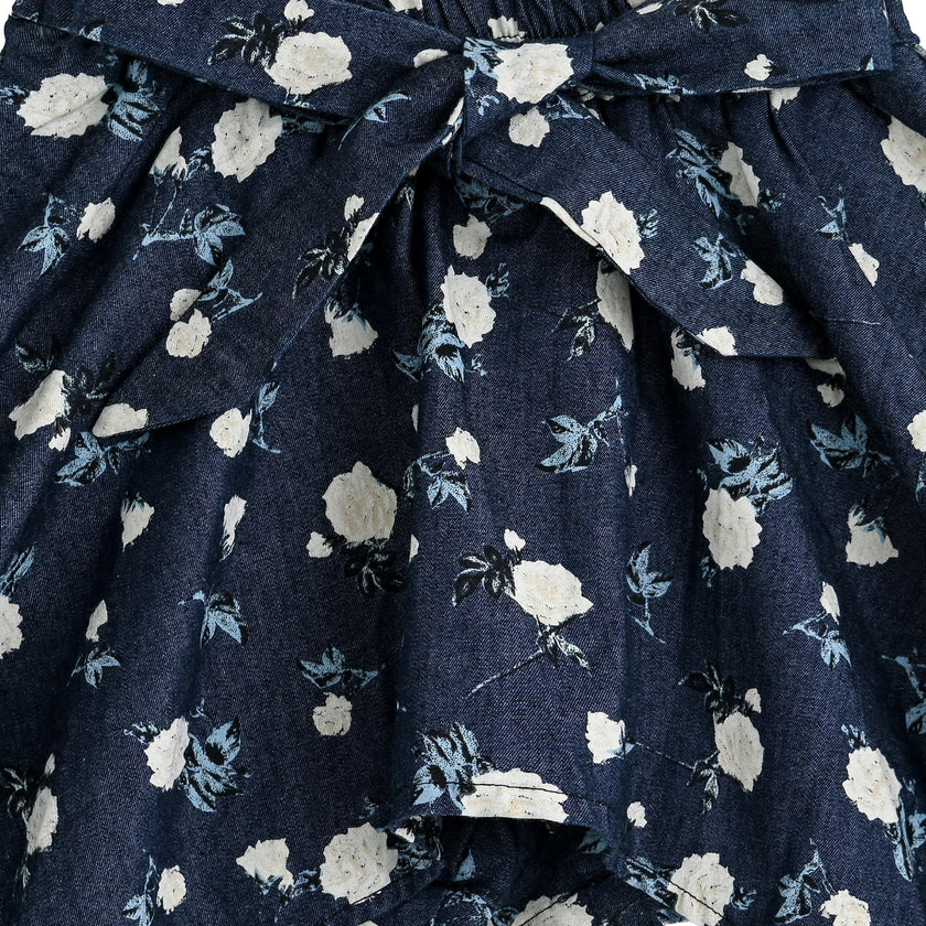 Navy Floral Bow Short Set
