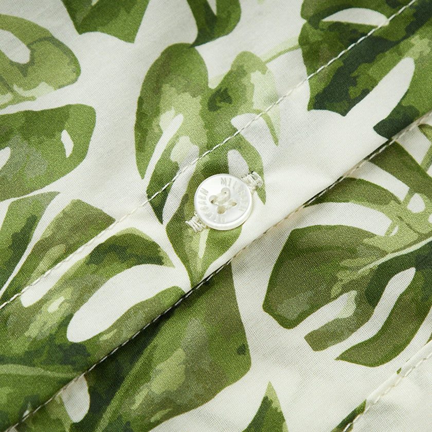 Island Leaf Collar Button-Up Shirt and Shorts Set