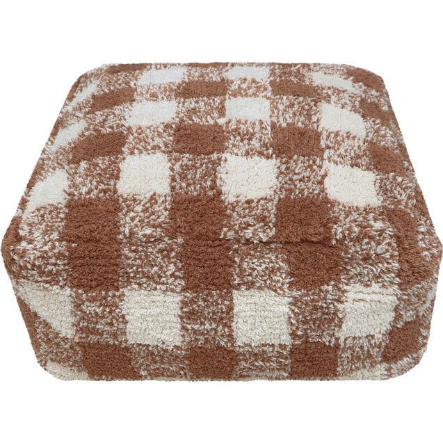 Vichy Plush Tablecloth-Inspired Pouf