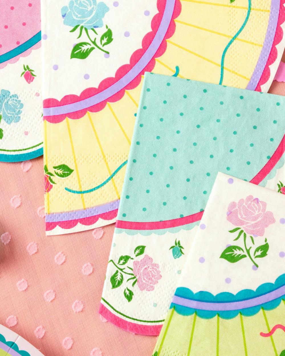 Tea Party Napkins - 24 pastel paper napkins