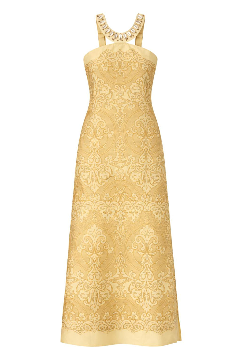 Abigail Sand Shell Strap Midi Dress