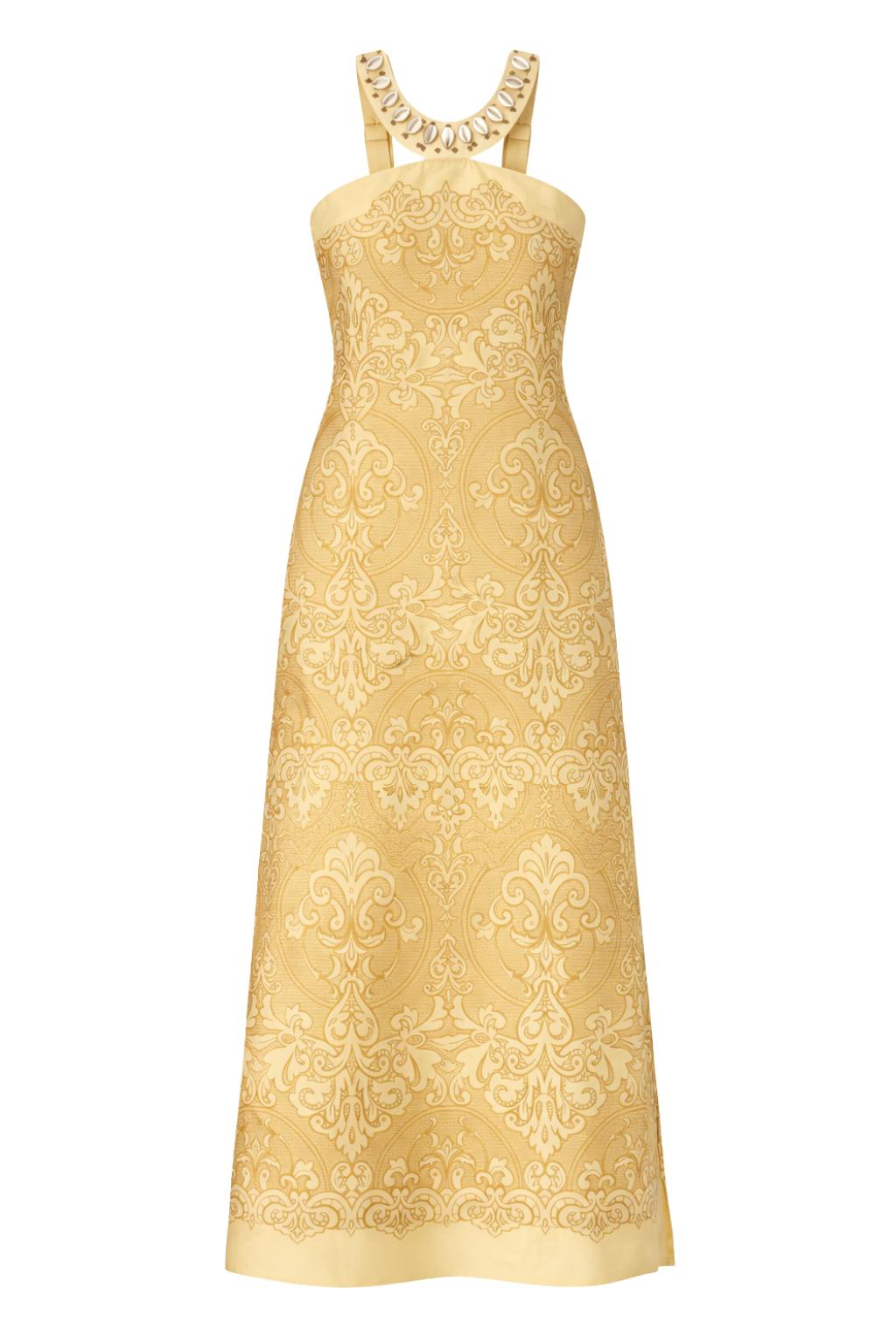 Abigail Sand Shell Strap Midi Dress