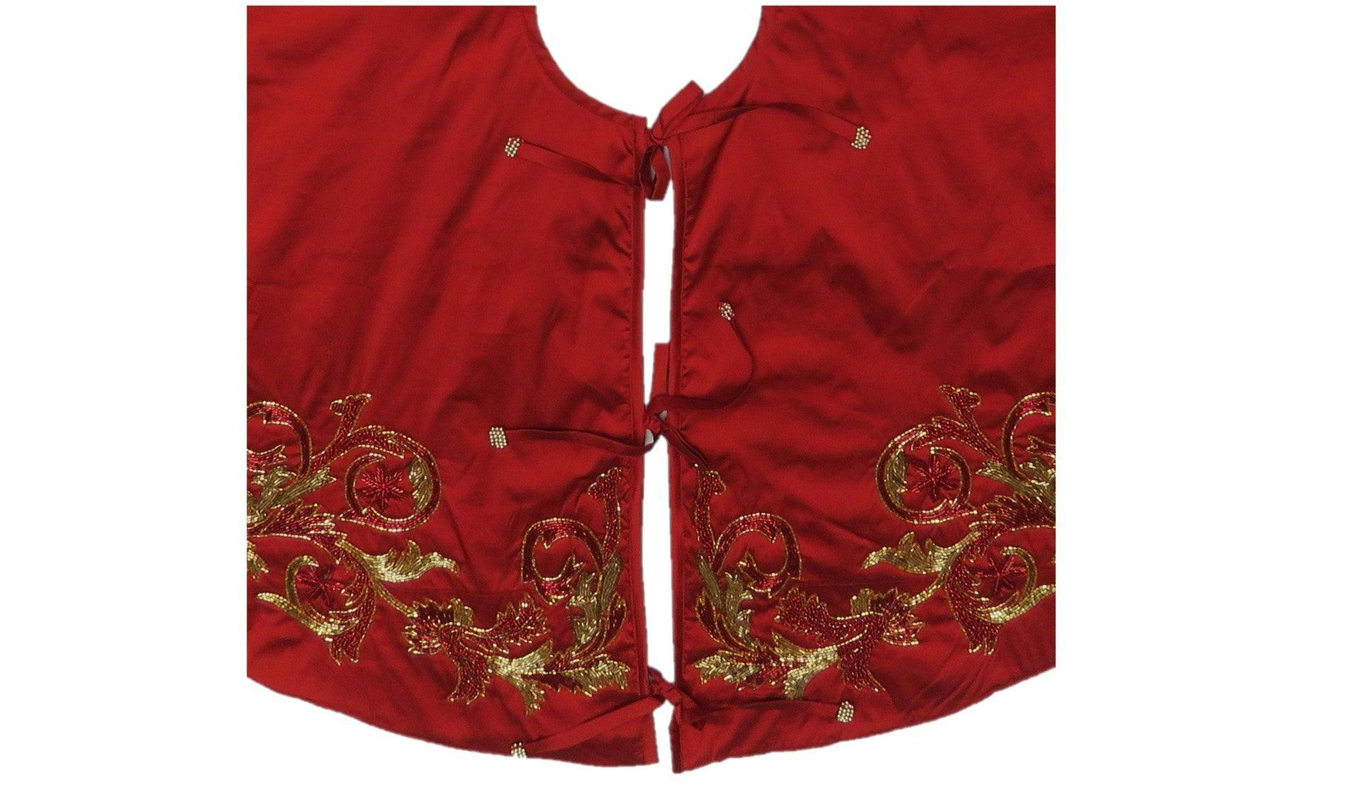 Imperial Design Hand Beaded Red Christmas Tree Skirt Red 60