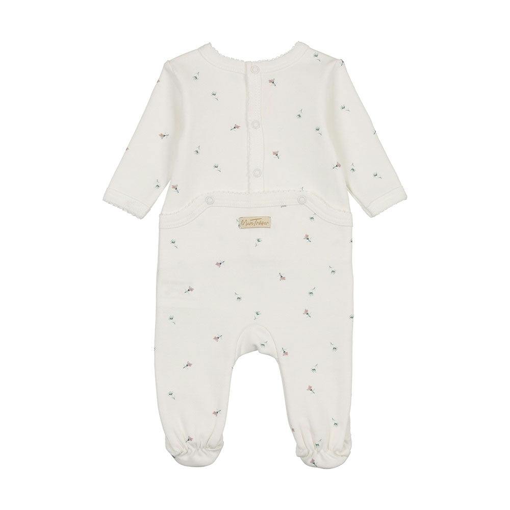 Plush Print Girls' Footie Ivory & Pink