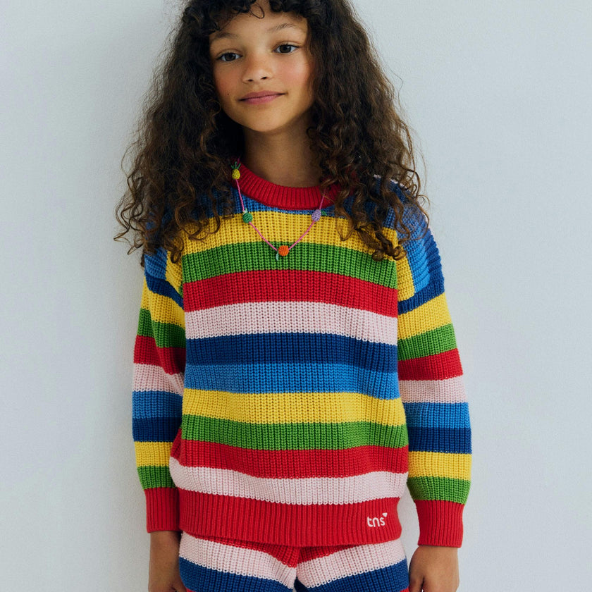 Canela Short Tulip Red Multicolor Stripes