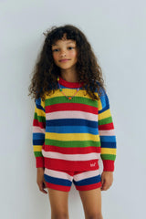 Canela Short Tulip Red Multicolor Stripes
