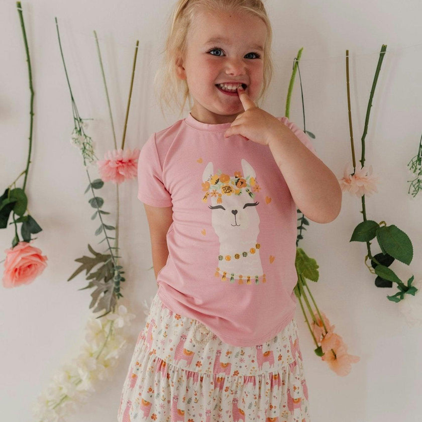 Girl's Short Sleeve Tee in Summer Blooms