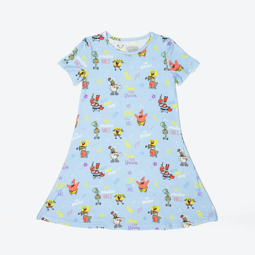 SpongeBob SquarePants: Good Vibes Bamboo Girls' Short Sleeve Dress