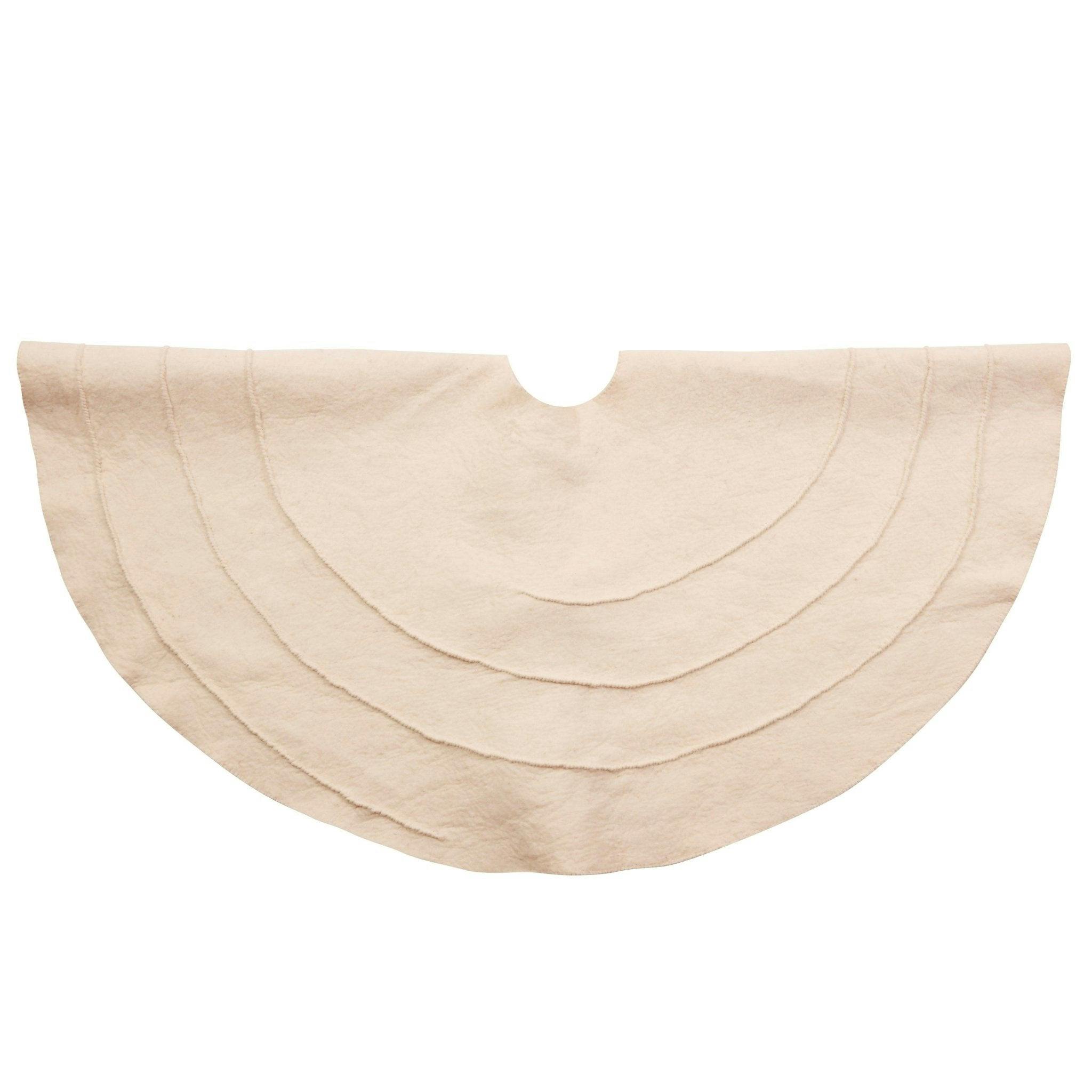 Poinsettia Buttons Cream Hand Felted Wool XL Christmas Tree Skirt 72
