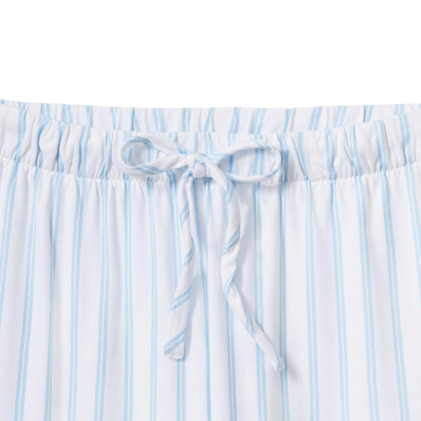 The Olivia Wide Leg Pima Pajama Set in Periwinkle Stripe