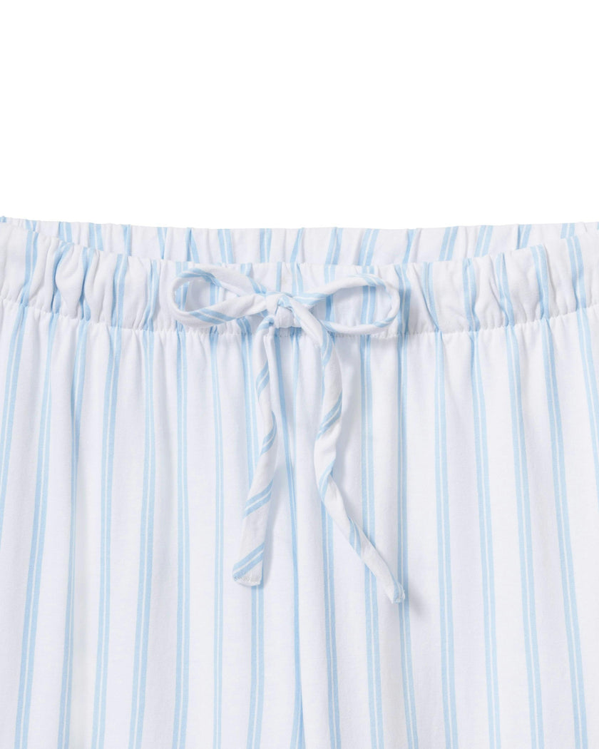The Olivia Wide Leg Pima Pajama Set in Periwinkle Stripe