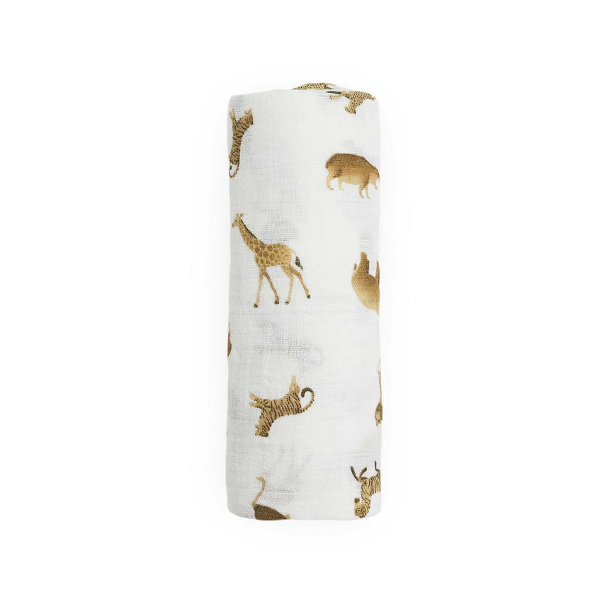 Organic Cotton Muslin Swaddle Blanket - Animal Crackers