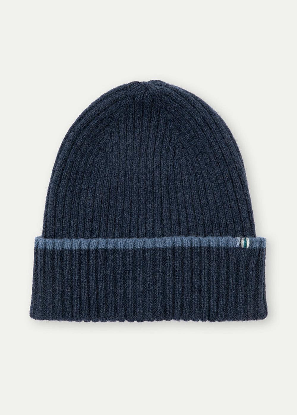 Merino Cashmere Ribbed Rolled-Up Beanie