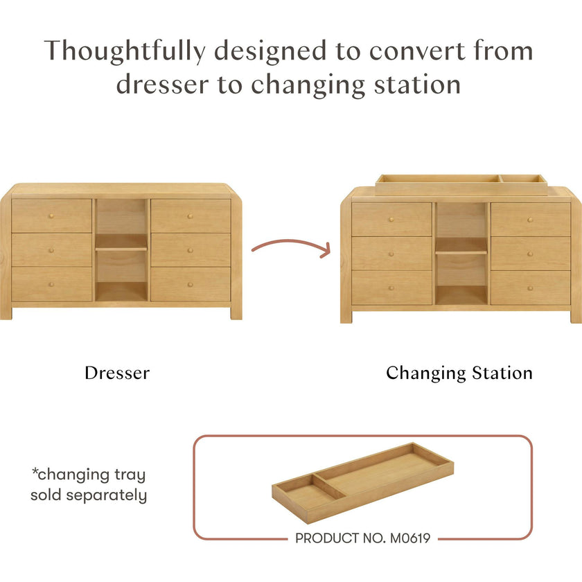 TipToe 6-Drawer Extra Wide Assembled Dresser with Cubbies (62")
