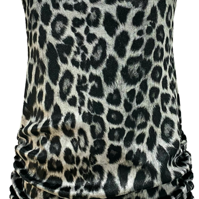 Kids Cheetah Print Velvet Tank Ruched Dress