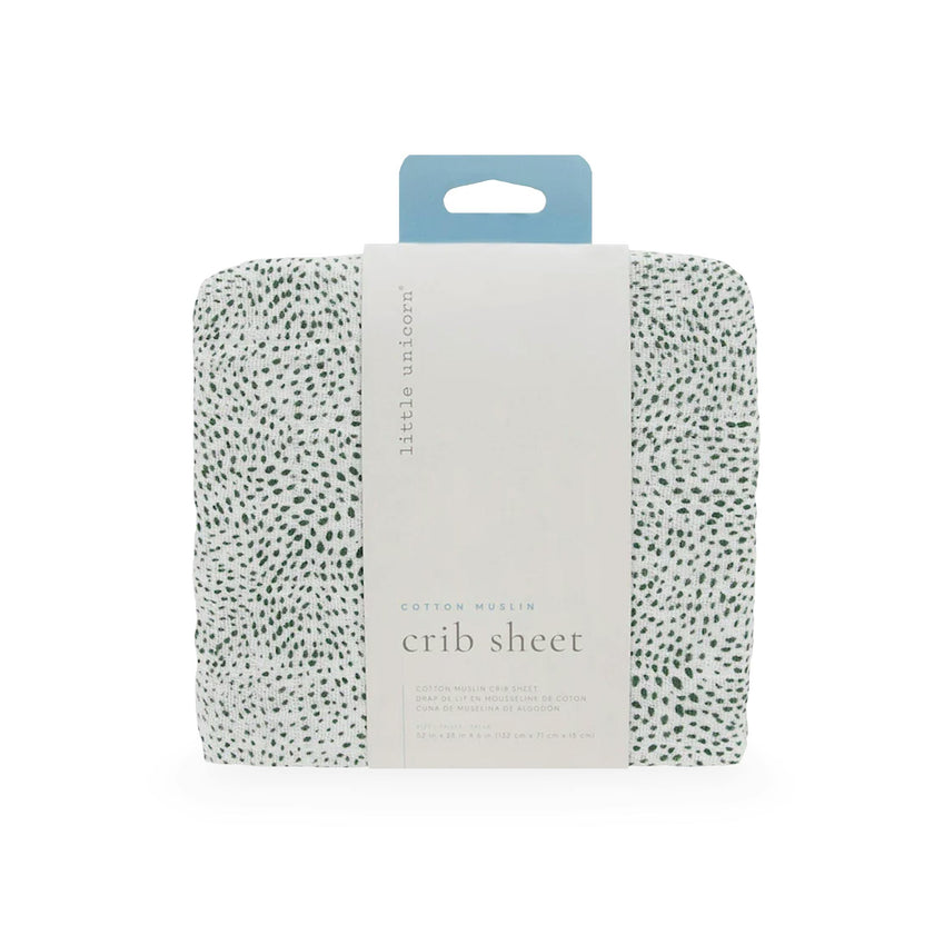 Cotton Muslin Crib Sheet - Green Seed