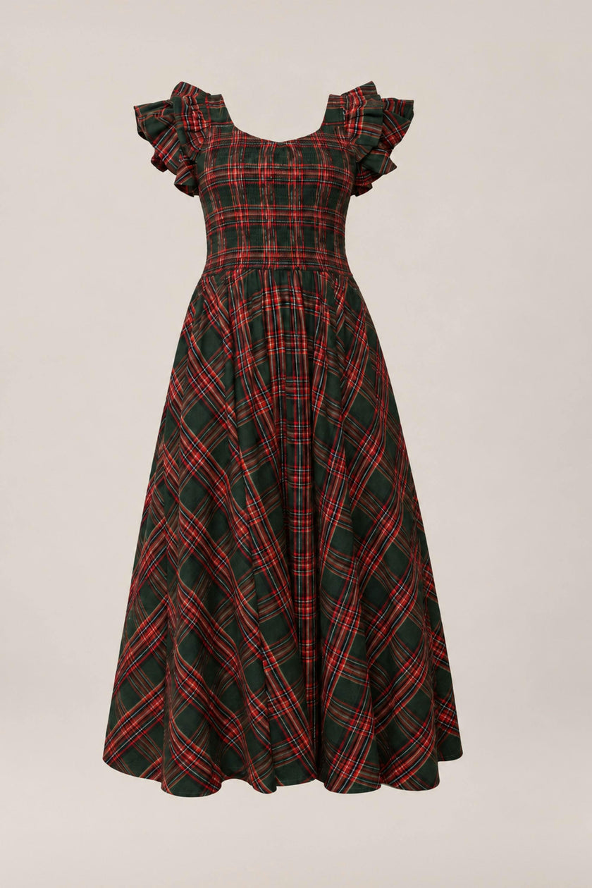 Hattie Dress in Evergreen Plaid