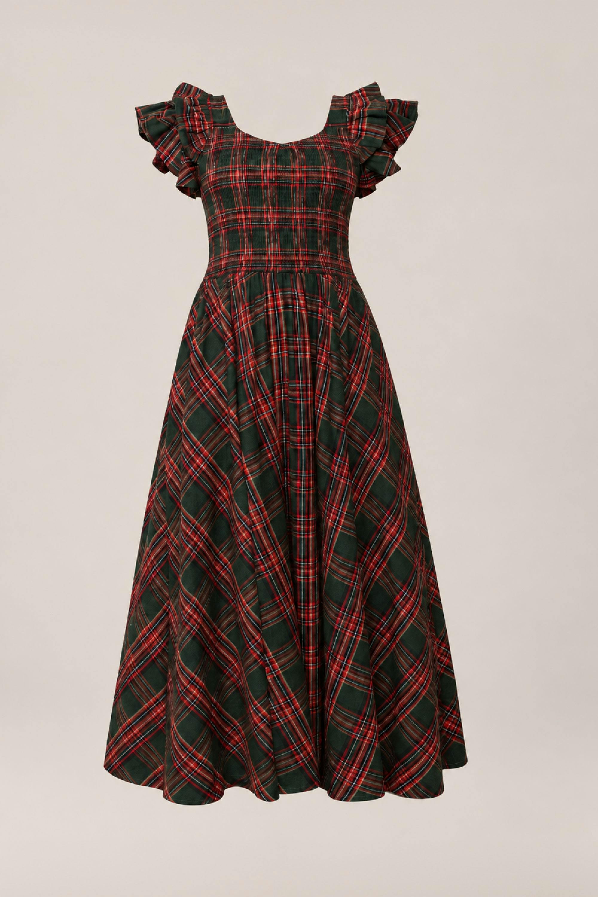 Hattie Dress in Evergreen Plaid