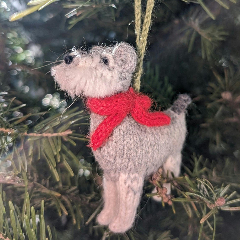Schnauzer Dog Hand Knit Christmas Ornament Arcadia Home