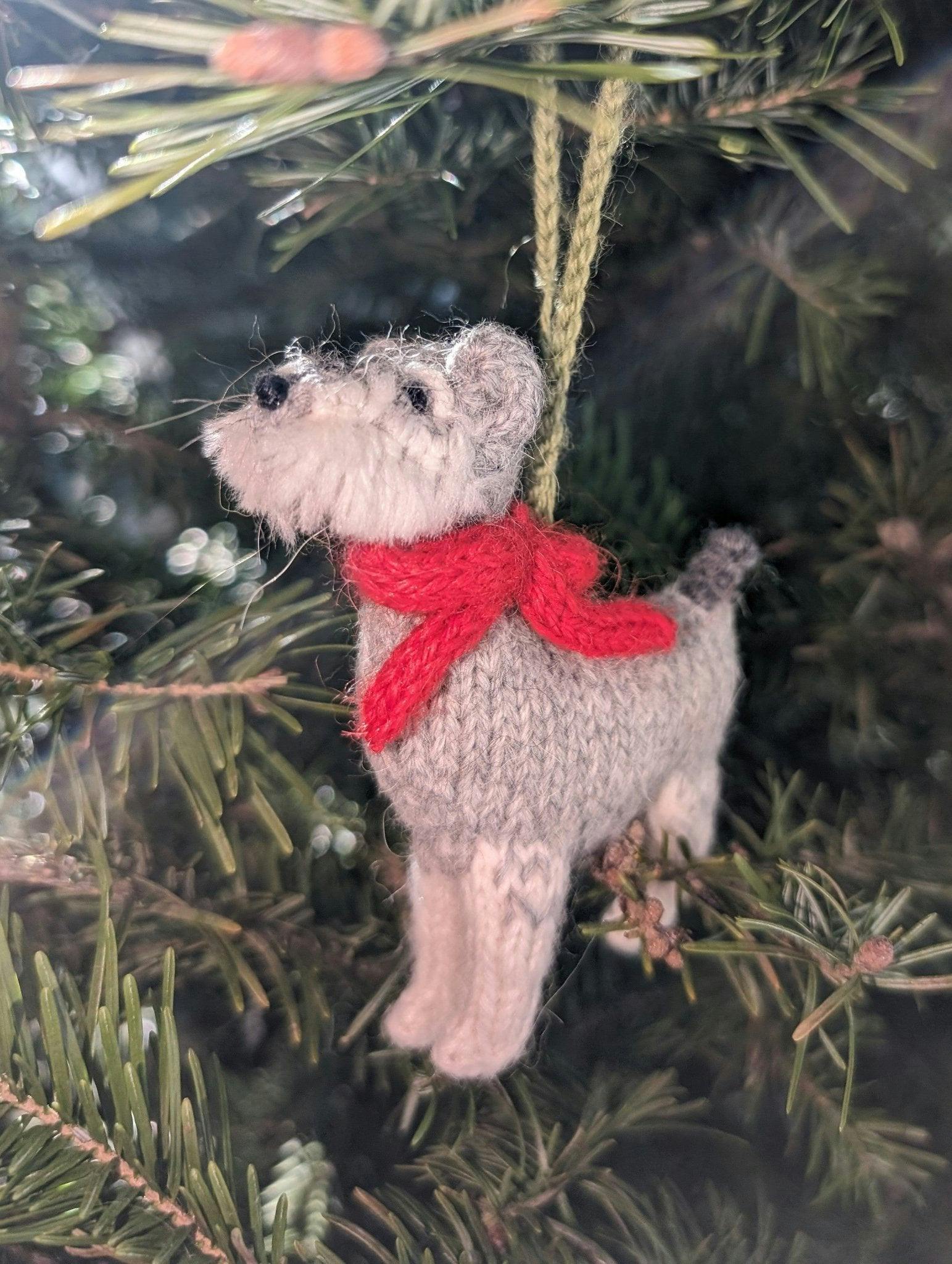 Schnauzer Dog Hand Knit Christmas Ornament Arcadia Home