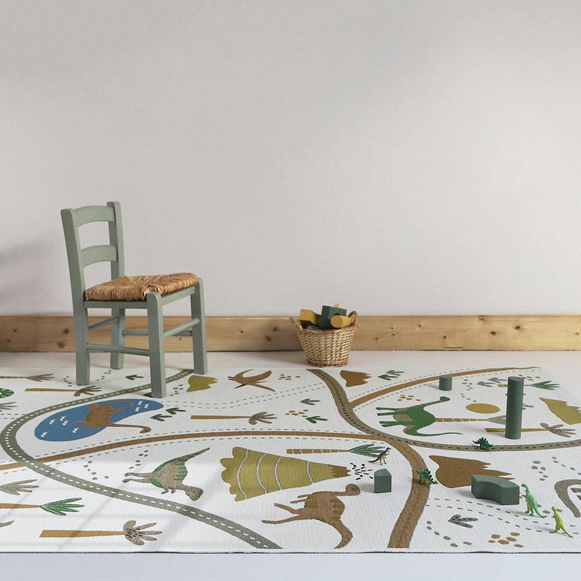 Flat Woven Graphic Print Rectangular Play Rug